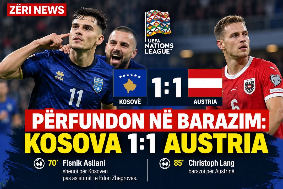 PËRFUNDON NË BARAZIM: KOSOVA 1:1 AUSTRIA